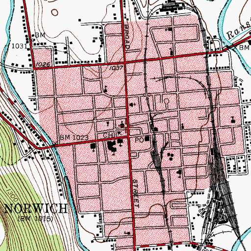 Topographic Map of First Baptist Church, NY