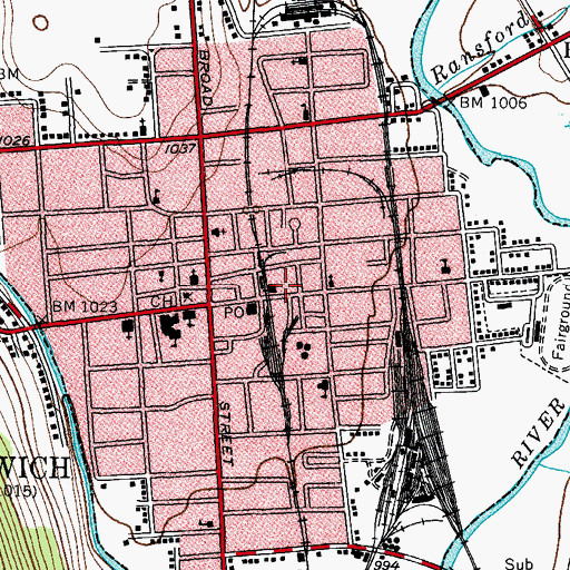 Topographic Map of Norwich Fire Department, NY