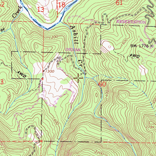 Topographic Map of West Fork Asbill Creek, CA
