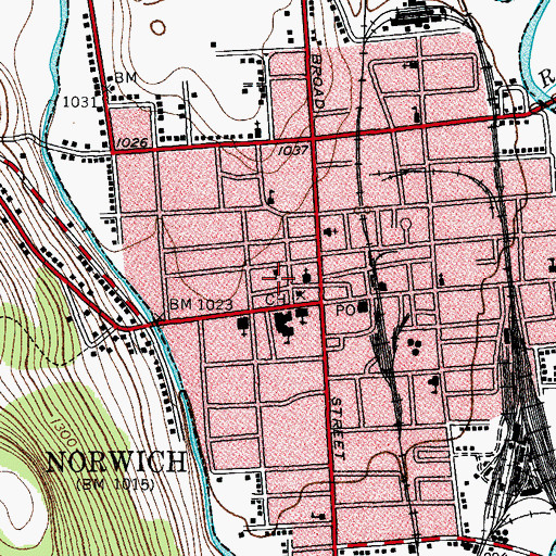 Topographic Map of Chenango County Office Building, NY