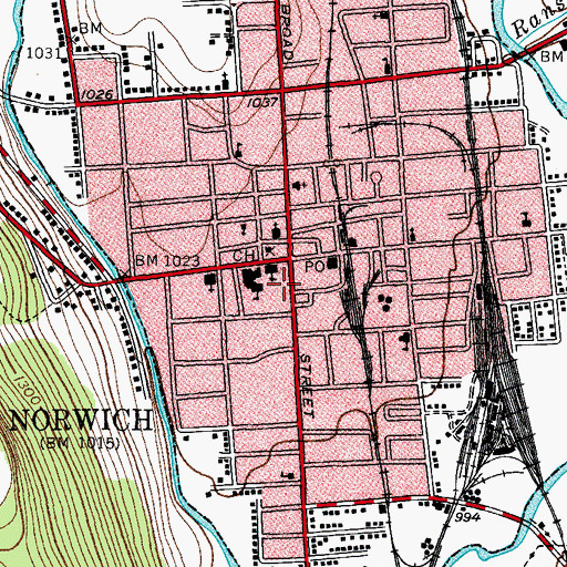Topographic Map of Emmanuel Episcopal Church, NY