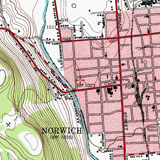 Topographic Map of Chenango Valley Home For Aged Women, NY