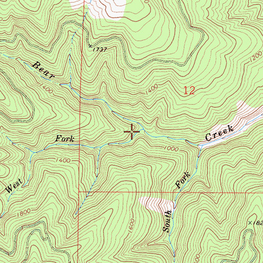 Topographic Map of West Fork Bear Creek, CA