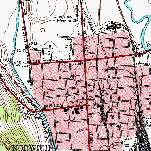 Topographic Map of Ward School Number 3 (historical), NY
