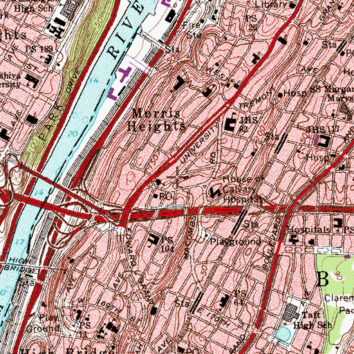 Topographic Map of Half-Nelson Playground, NY
