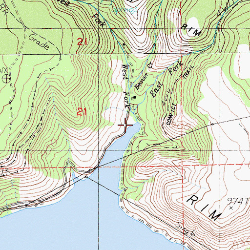 Topographic Map of West Fork Beaver Creek, CA