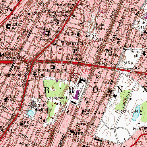 Topographic Map of Barry Plaza, NY