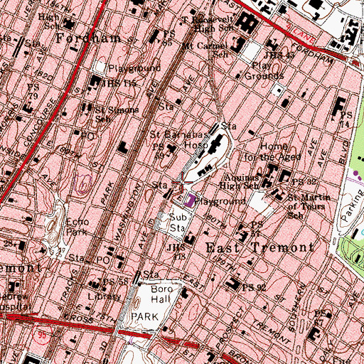 Topographic Map of Arthur Murphy Square Park, NY