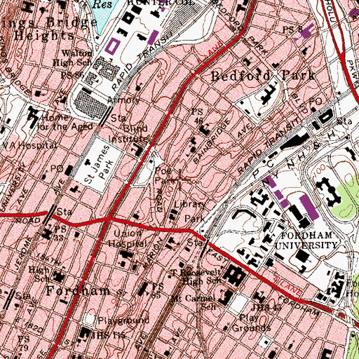 Topographic Map of Fordham Bedford Lot-Busters Garden, NY