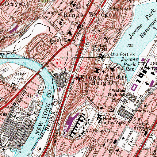 Topographic Map of Riverbend Playground, NY