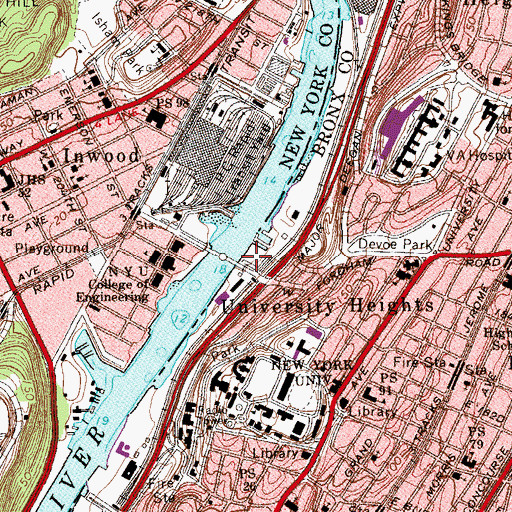 Topographic Map of Fordham Landing (historical), NY