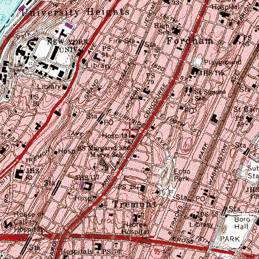 Topographic Map of Mount Hope Garden, NY