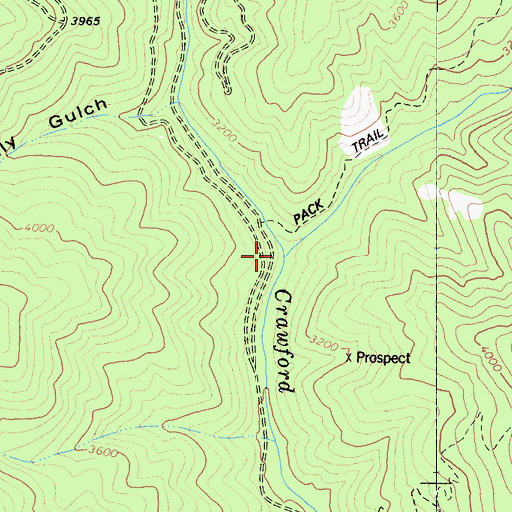 Topographic Map of West Fork Crawford Creek, CA