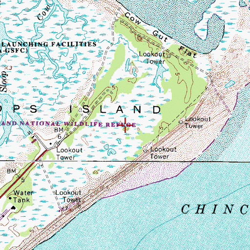 Topographic Map of Wallops Flight Facility, VA
