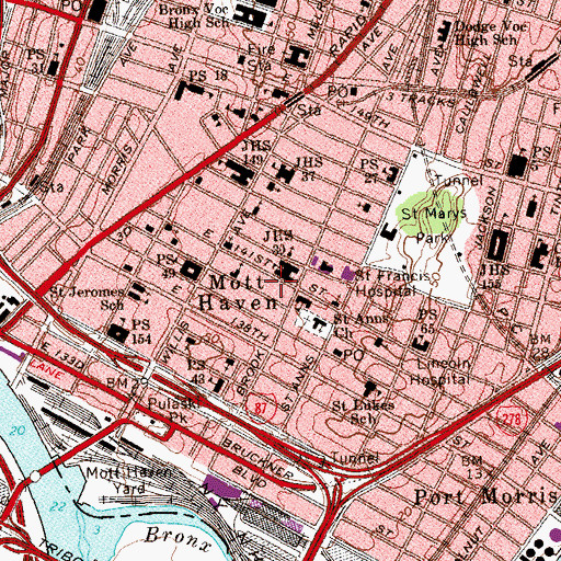 Topographic Map of Brook Park, NY