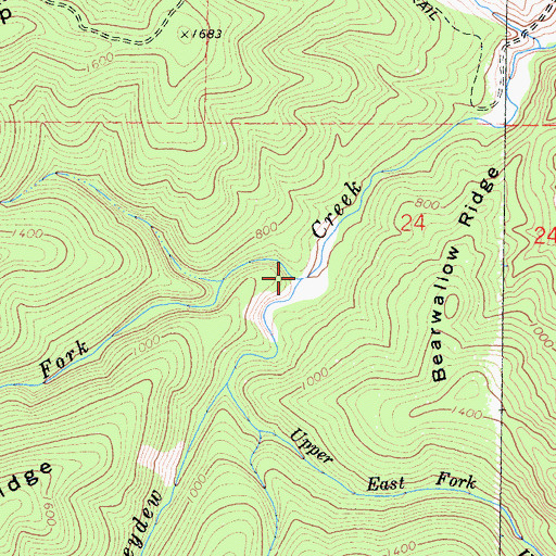Topographic Map of West Fork Honeydew Creek, CA