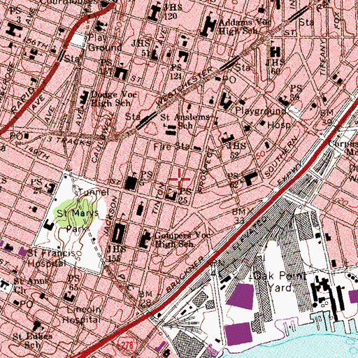 Topographic Map of Fountain of Youth Playground, NY