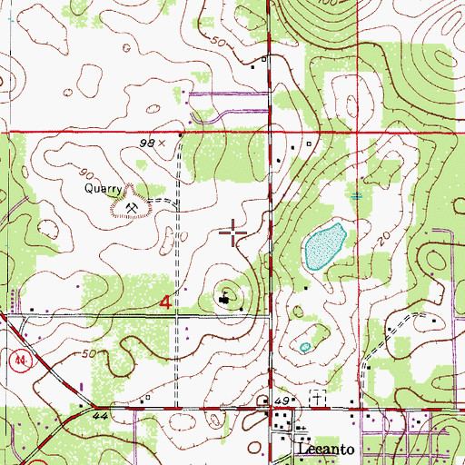 Topographic Map of Lecanto Post Office, FL