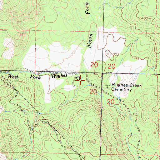 Topographic Map of West Fork Hughes Creek, CA