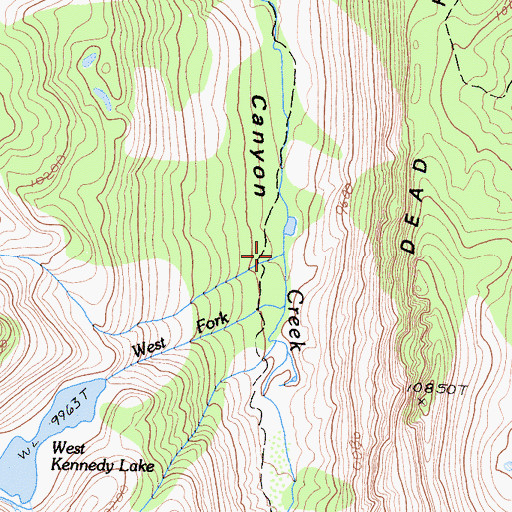 Topographic Map of West Fork Kennedy Creek, CA