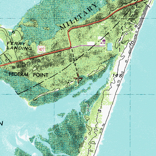 Topographic Map of Fort Fisher State Recreation Area, NC