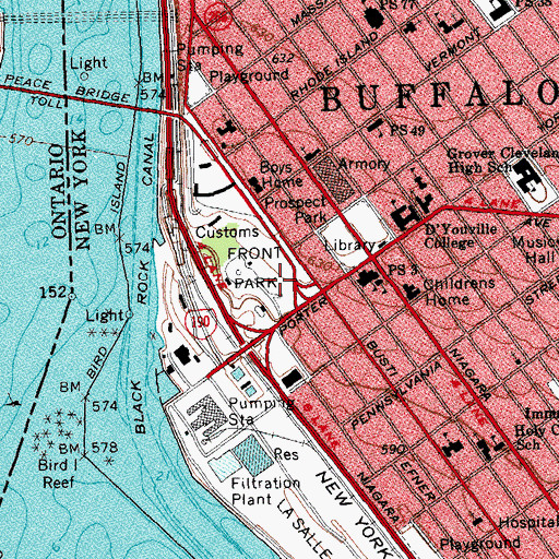 Topographic Map of Fort Porter (historical), NY