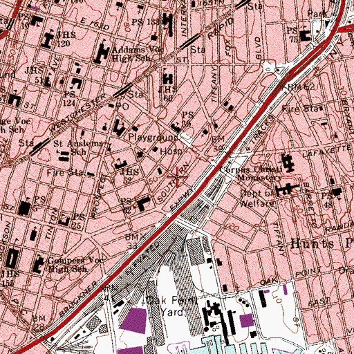 Topographic Map of Fox Playground, NY