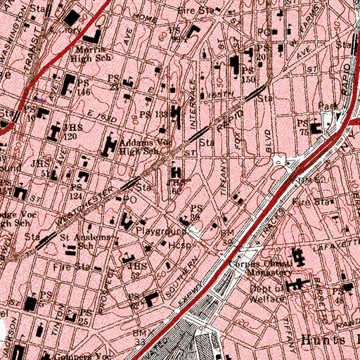 Topographic Map of Dawson Playground, NY