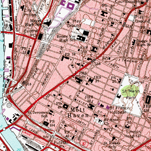Topographic Map of Clark Playground, NY