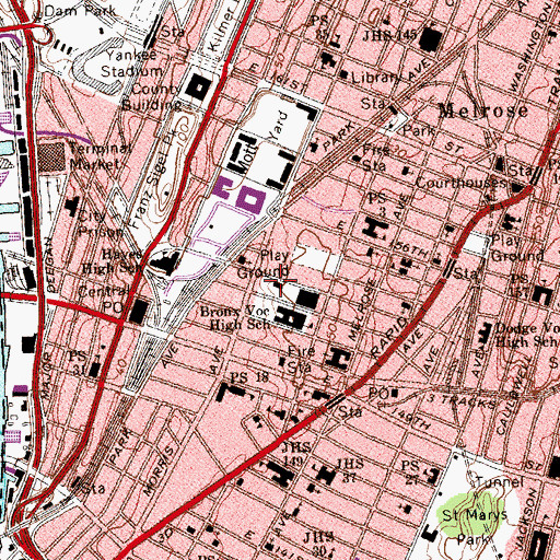Topographic Map of Governor Smith Playground, NY