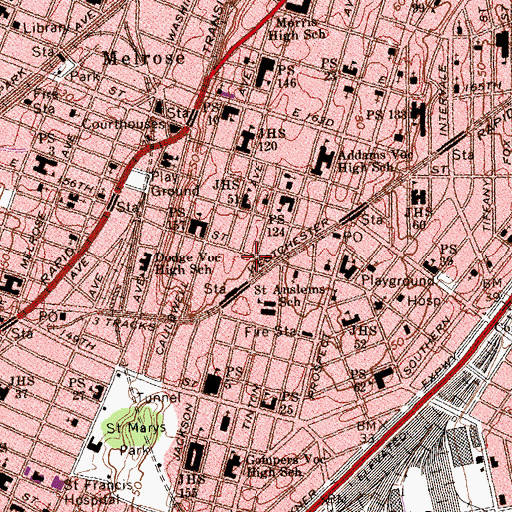 Topographic Map of Captain Rivera Playground, NY