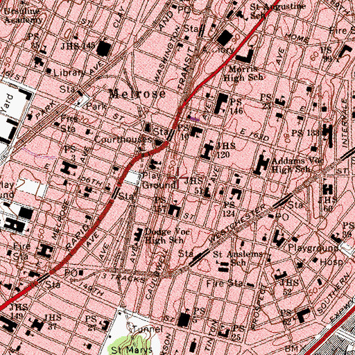 Topographic Map of El Batey Borincano Garden, NY