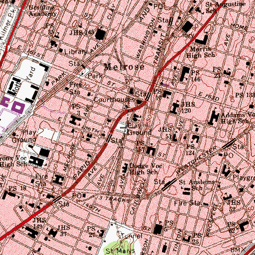 Topographic Map of Grammar School Number 62 (historical), NY