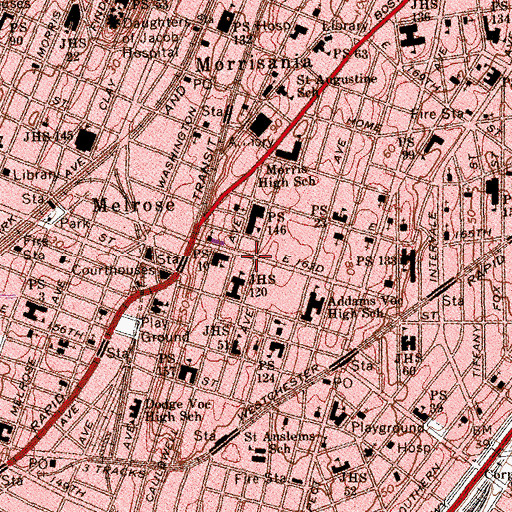 Topographic Map of Dunbar Playground, NY