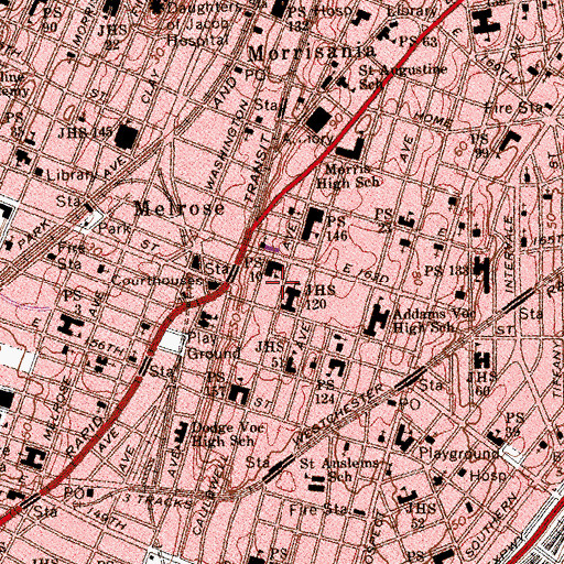 Topographic Map of Cauldwell Playground, NY