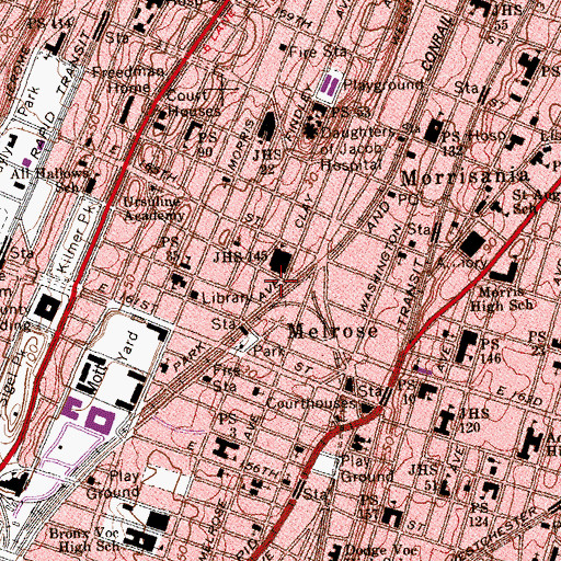 Topographic Map of Arcilla Playground, NY
