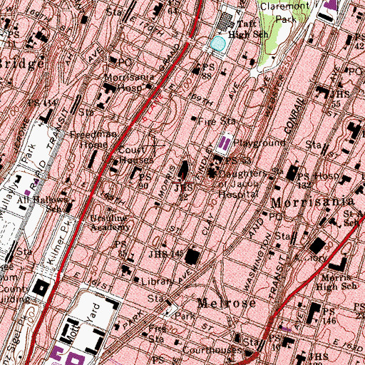 Topographic Map of Mott Playground, NY