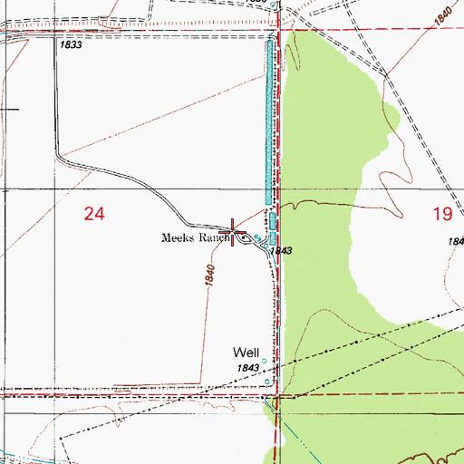Topographic Map of Meeks Ranch, AZ