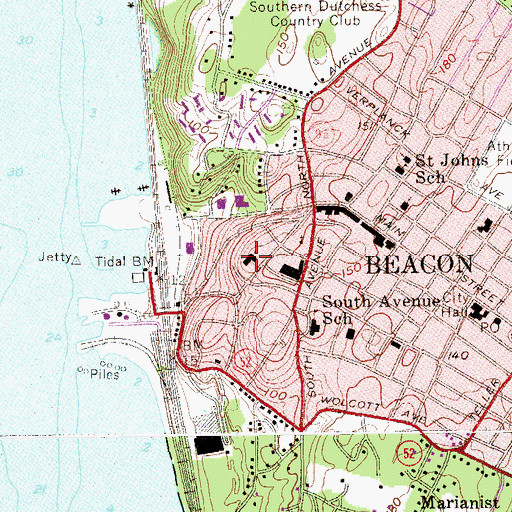 Topographic Map of Reformed Church of Beacon, NY
