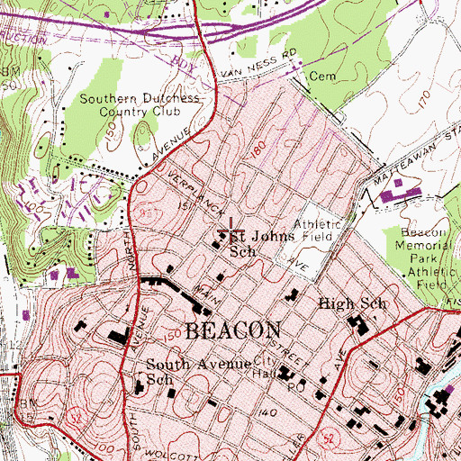 Topographic Map of Saint John's Roman Catholic Church, NY