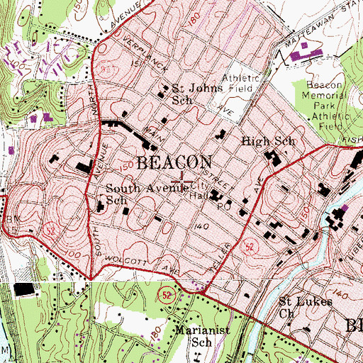 Topographic Map of Saint Rocco Society Hall, NY