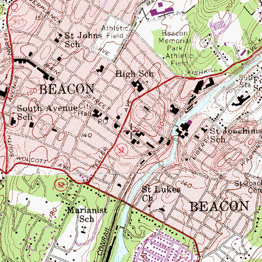 Topographic Map of Beacon Fire Department Mase Hook and Ladder Company, NY