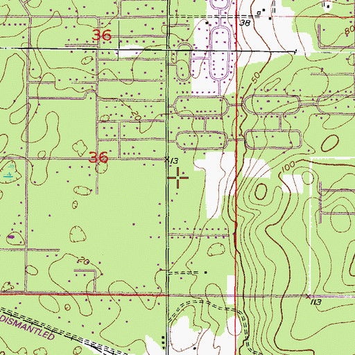 Topographic Map of Rock Crusher Road First Church of God, FL