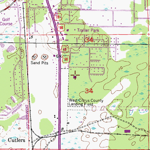 Topographic Map of Crystal River Airport Terminal, FL