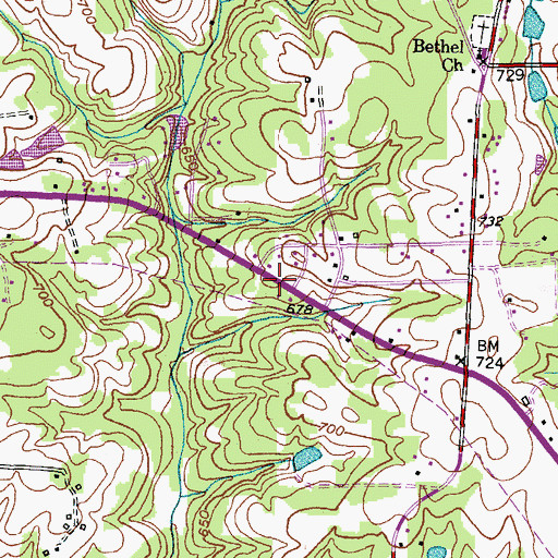 Topographic Map of Twin Oaks Church, NC