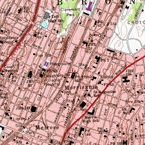 Topographic Map of Morgan Playground, NY