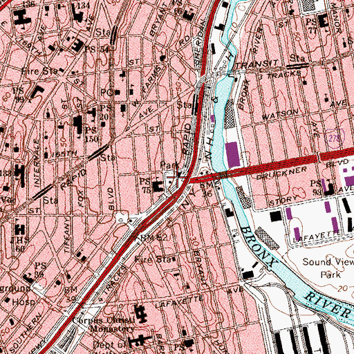 Topographic Map of Lyons Square Playground, NY