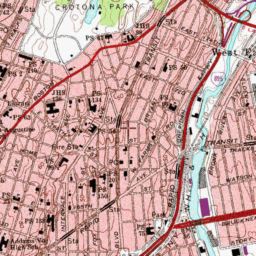 Topographic Map of Hoe Avenue North Tot Lot, NY