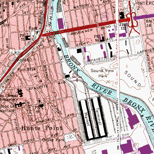 Topographic Map of Lafayette Avenue Park, NY