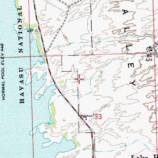 Topographic Map of Lake Havasu Memorial Gardens, AZ